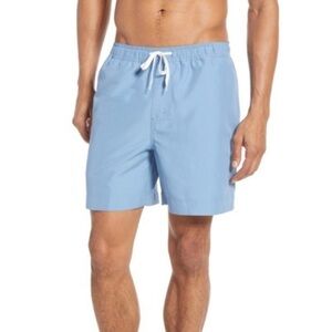 Nordstrom 1901 Solid Slim Fit Volley Swim Trunk Topsail Blue - M
